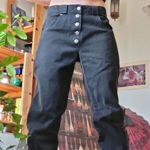 Excalibur Medieval High Waisted Side Lace Up Black Jeans - Size 30"